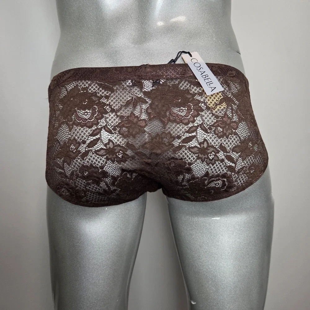 Cosabella‎ luxurious stretch lace Briefs Brown Floral Mid Rise New
